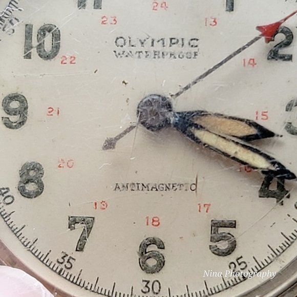 VTG Olympic Seven 7 Jewels Waterproof Trench Swiss Wristwatch Watch Parts Repair - Picture 6 of 12